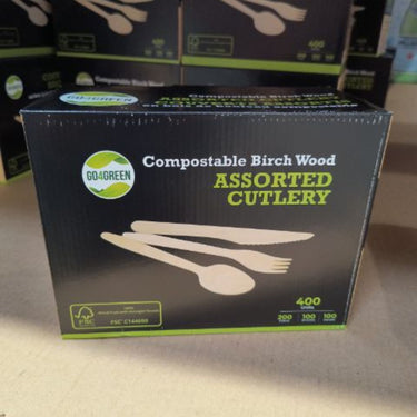 Image of Go4Green Assorted Birch Cutlery 400-Pack - 1 x 535 Grams